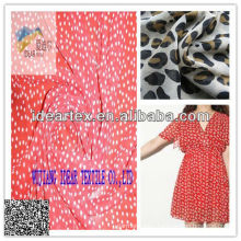 red back white dot print chiffon